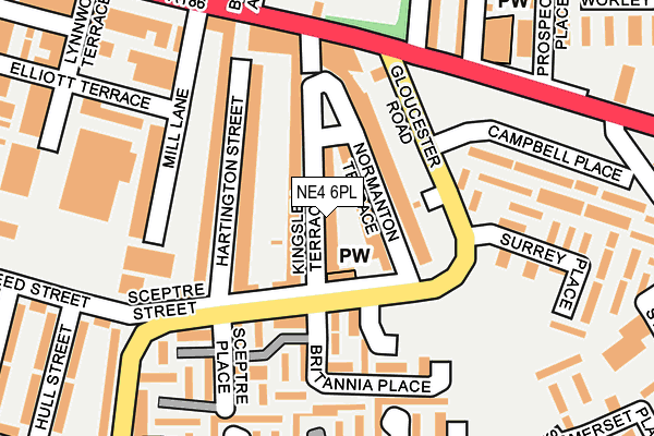 NE4 6PL map - OS OpenMap – Local (Ordnance Survey)