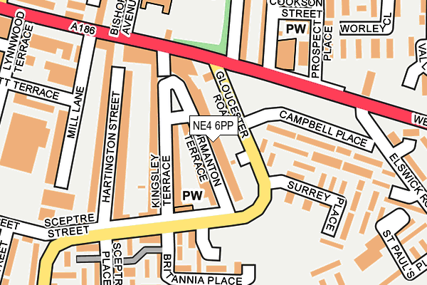 NE4 6PP map - OS OpenMap – Local (Ordnance Survey)