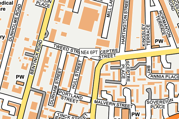 NE4 6PT map - OS OpenMap – Local (Ordnance Survey)