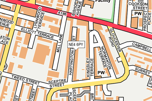NE4 6PY map - OS OpenMap – Local (Ordnance Survey)