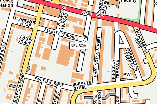 NE4 6QA map - OS OpenMap – Local (Ordnance Survey)