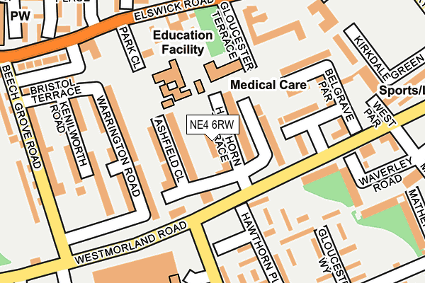 NE4 6RW map - OS OpenMap – Local (Ordnance Survey)