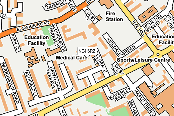 NE4 6RZ map - OS OpenMap – Local (Ordnance Survey)