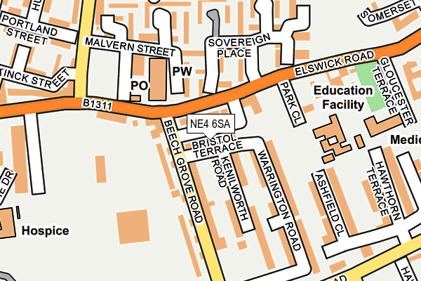 NE4 6SA map - OS OpenMap – Local (Ordnance Survey)