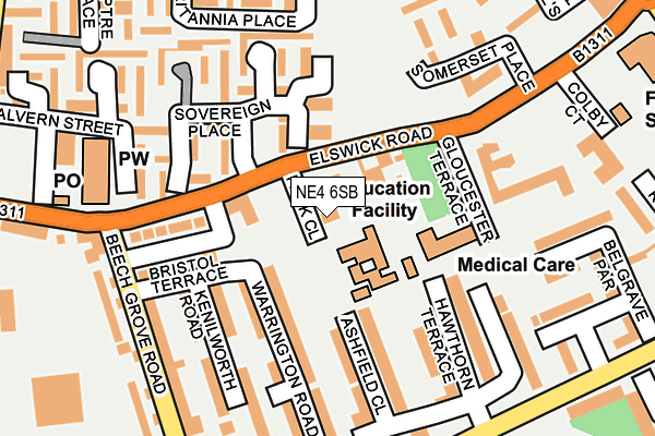 NE4 6SB map - OS OpenMap – Local (Ordnance Survey)