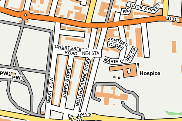 NE4 6TA map - OS OpenMap – Local (Ordnance Survey)