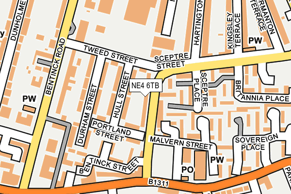 NE4 6TB map - OS OpenMap – Local (Ordnance Survey)