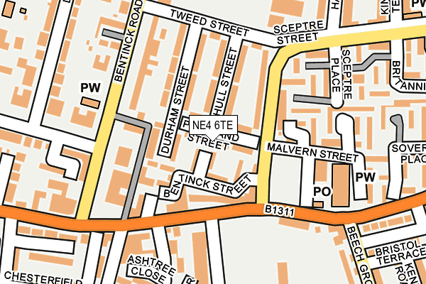 NE4 6TE map - OS OpenMap – Local (Ordnance Survey)