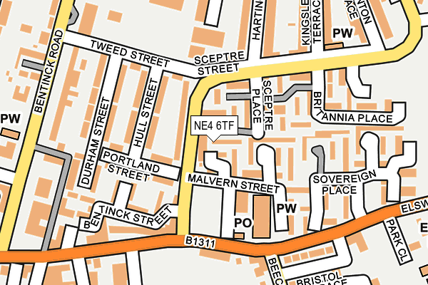 NE4 6TF map - OS OpenMap – Local (Ordnance Survey)