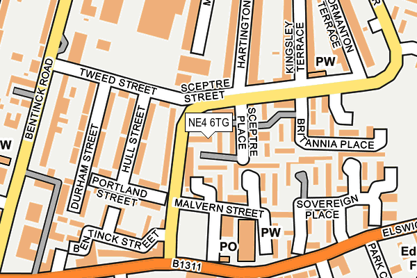 NE4 6TG map - OS OpenMap – Local (Ordnance Survey)