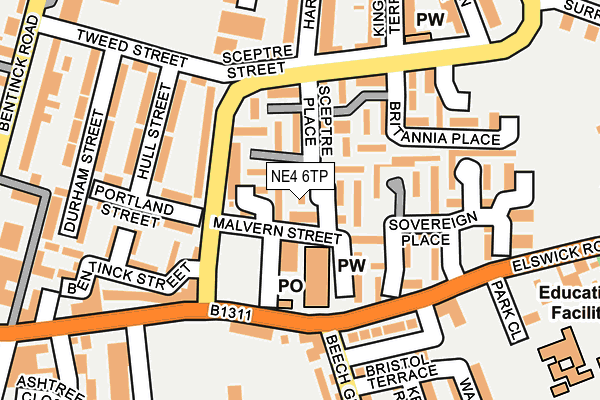 NE4 6TP map - OS OpenMap – Local (Ordnance Survey)
