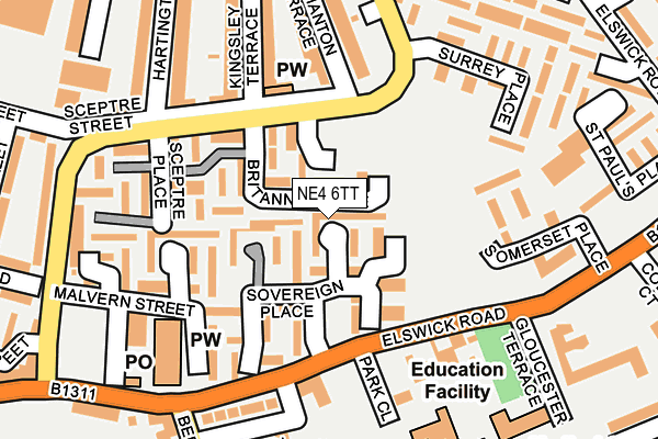 NE4 6TT map - OS OpenMap – Local (Ordnance Survey)