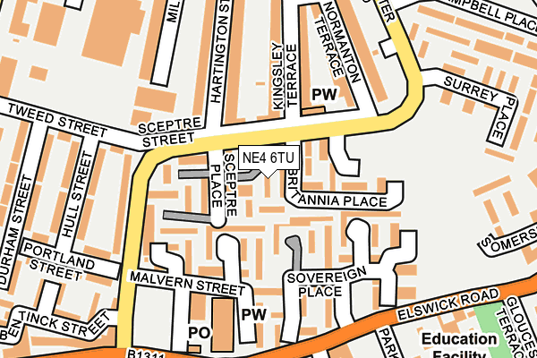 NE4 6TU map - OS OpenMap – Local (Ordnance Survey)