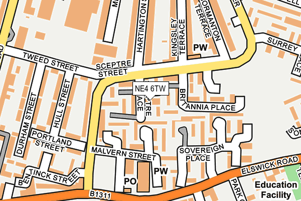 NE4 6TW map - OS OpenMap – Local (Ordnance Survey)