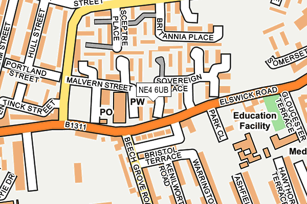 NE4 6UB map - OS OpenMap – Local (Ordnance Survey)