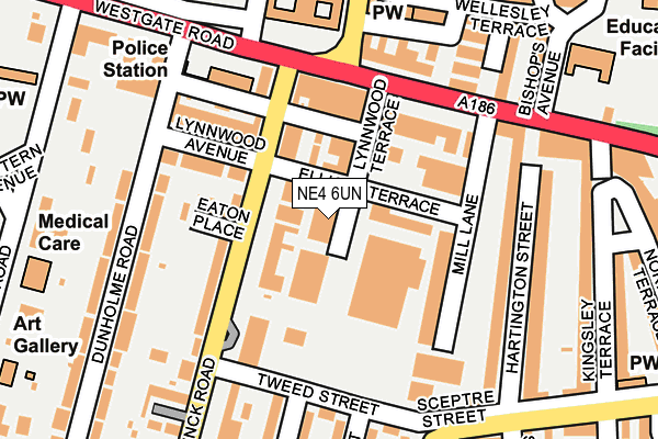 NE4 6UN map - OS OpenMap – Local (Ordnance Survey)