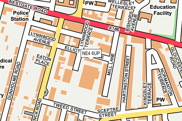 NE4 6UP map - OS OpenMap – Local (Ordnance Survey)