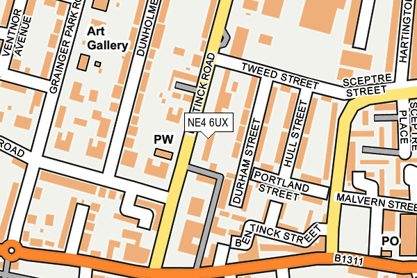 NE4 6UX map - OS OpenMap – Local (Ordnance Survey)