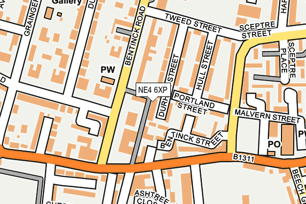 NE4 6XP map - OS OpenMap – Local (Ordnance Survey)