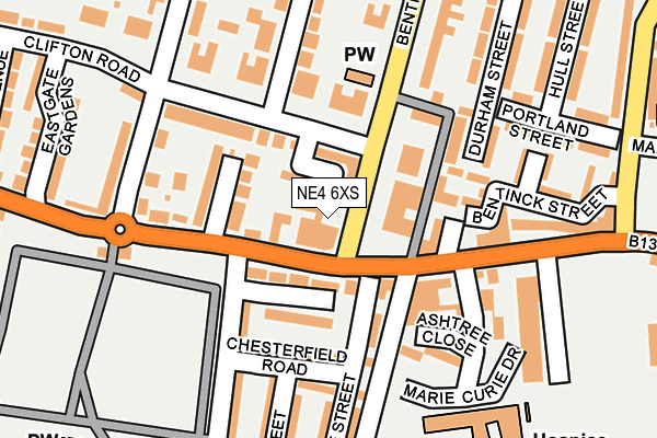 NE4 6XS map - OS OpenMap – Local (Ordnance Survey)