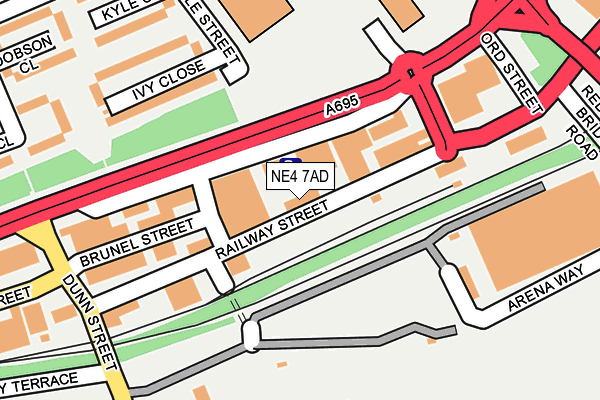 NE4 7AD map - OS OpenMap – Local (Ordnance Survey)