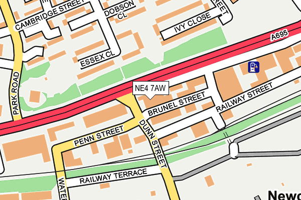 NE4 7AW map - OS OpenMap – Local (Ordnance Survey)