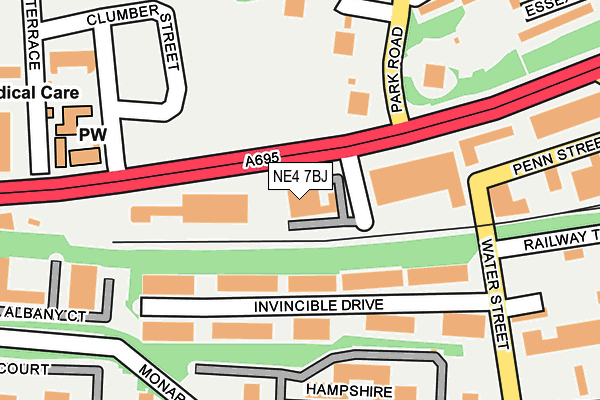 NE4 7BJ map - OS OpenMap – Local (Ordnance Survey)
