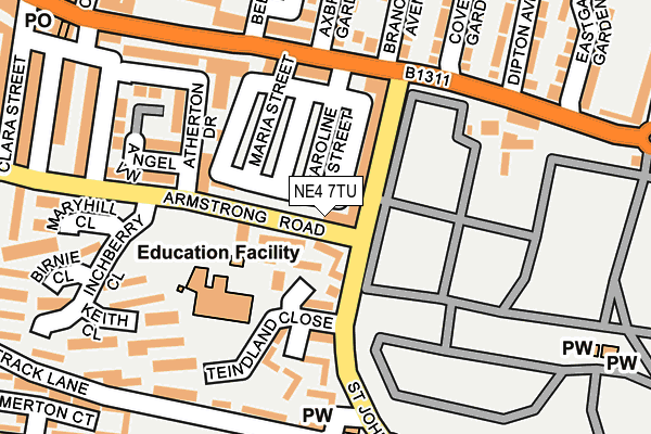 NE4 7TU map - OS OpenMap – Local (Ordnance Survey)