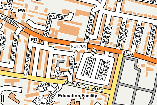 NE4 7UN map - OS OpenMap – Local (Ordnance Survey)