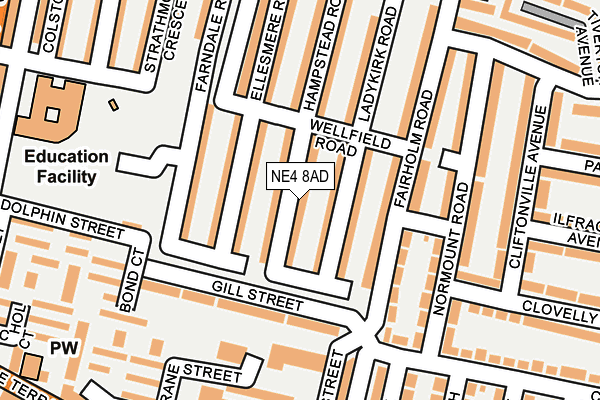 NE4 8AD map - OS OpenMap – Local (Ordnance Survey)