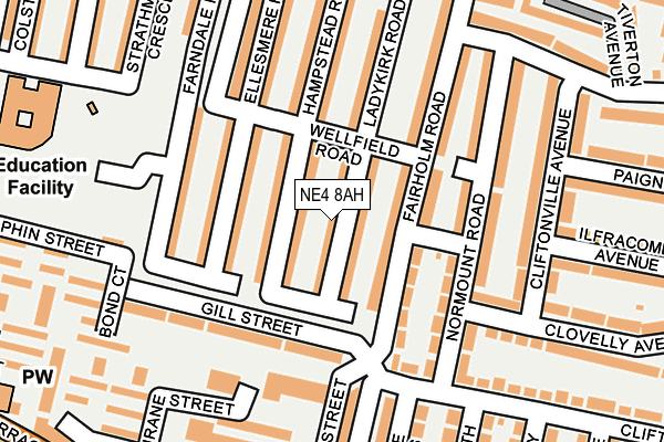 NE4 8AH map - OS OpenMap – Local (Ordnance Survey)