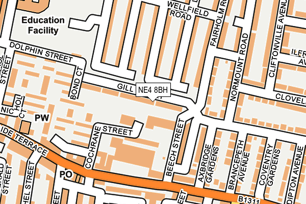 NE4 8BH map - OS OpenMap – Local (Ordnance Survey)
