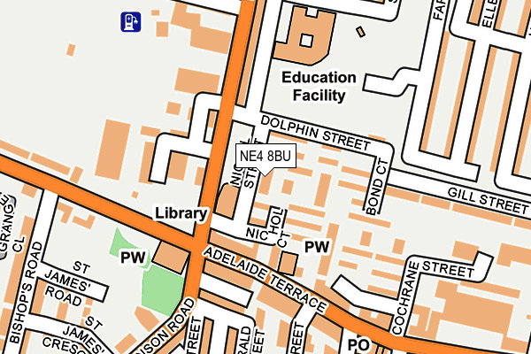 NE4 8BU map - OS OpenMap – Local (Ordnance Survey)