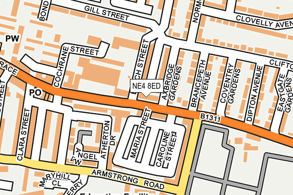 NE4 8ED map - OS OpenMap – Local (Ordnance Survey)