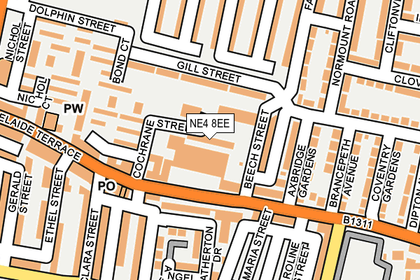 NE4 8EE map - OS OpenMap – Local (Ordnance Survey)