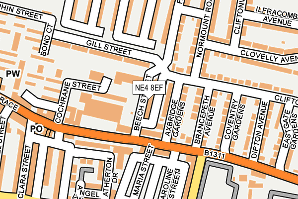 NE4 8EF map - OS OpenMap – Local (Ordnance Survey)