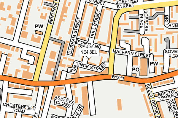 NE4 8EU map - OS OpenMap – Local (Ordnance Survey)