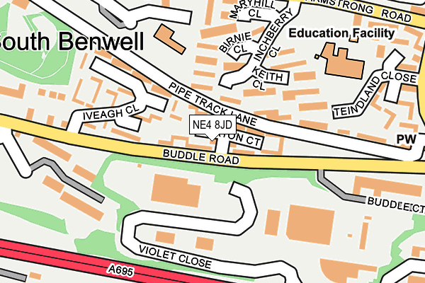 NE4 8JD map - OS OpenMap – Local (Ordnance Survey)