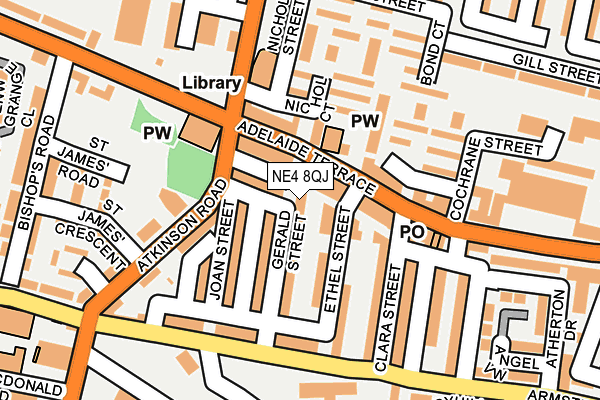 NE4 8QJ map - OS OpenMap – Local (Ordnance Survey)