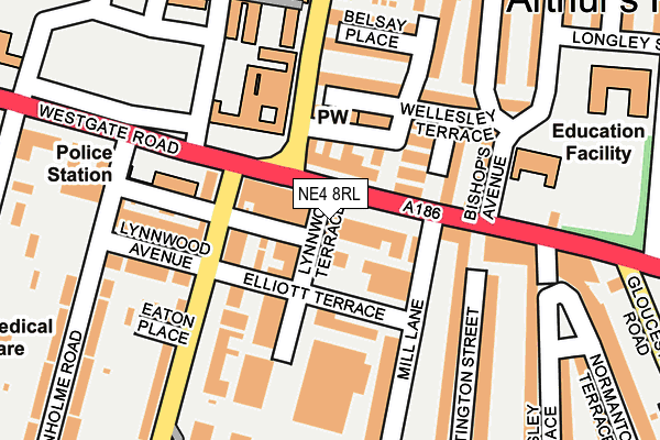 NE4 8RL map - OS OpenMap – Local (Ordnance Survey)