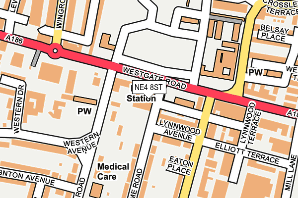NE4 8ST map - OS OpenMap – Local (Ordnance Survey)