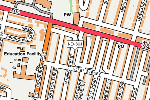 NE4 8UJ map - OS OpenMap – Local (Ordnance Survey)