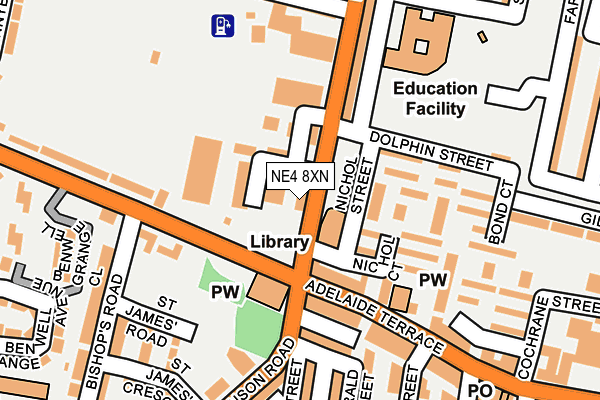 NE4 8XN map - OS OpenMap – Local (Ordnance Survey)