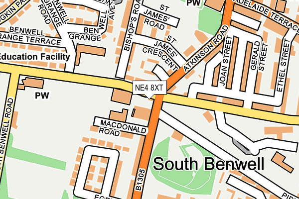 NE4 8XT map - OS OpenMap – Local (Ordnance Survey)