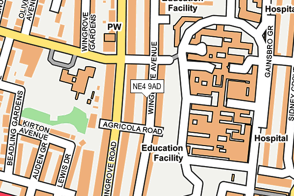 NE4 9AD map - OS OpenMap – Local (Ordnance Survey)