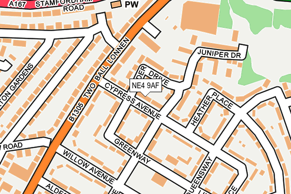 NE4 9AF map - OS OpenMap – Local (Ordnance Survey)