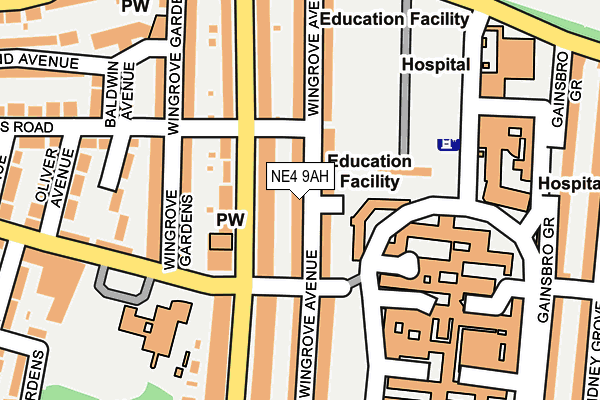 NE4 9AH map - OS OpenMap – Local (Ordnance Survey)