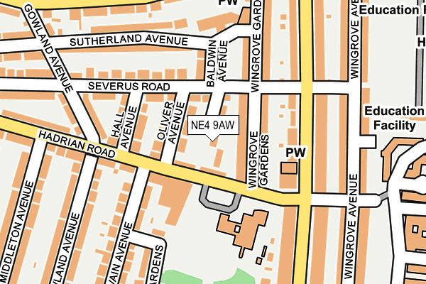 NE4 9AW map - OS OpenMap – Local (Ordnance Survey)