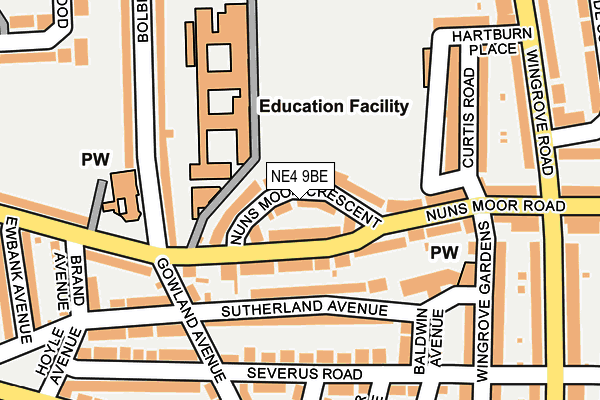 NE4 9BE map - OS OpenMap – Local (Ordnance Survey)