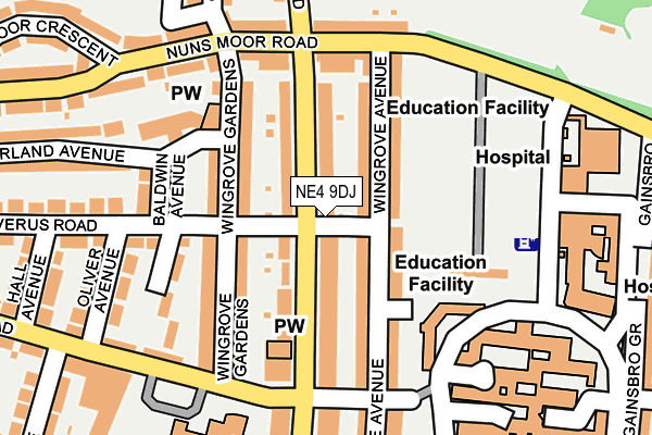 NE4 9DJ map - OS OpenMap – Local (Ordnance Survey)